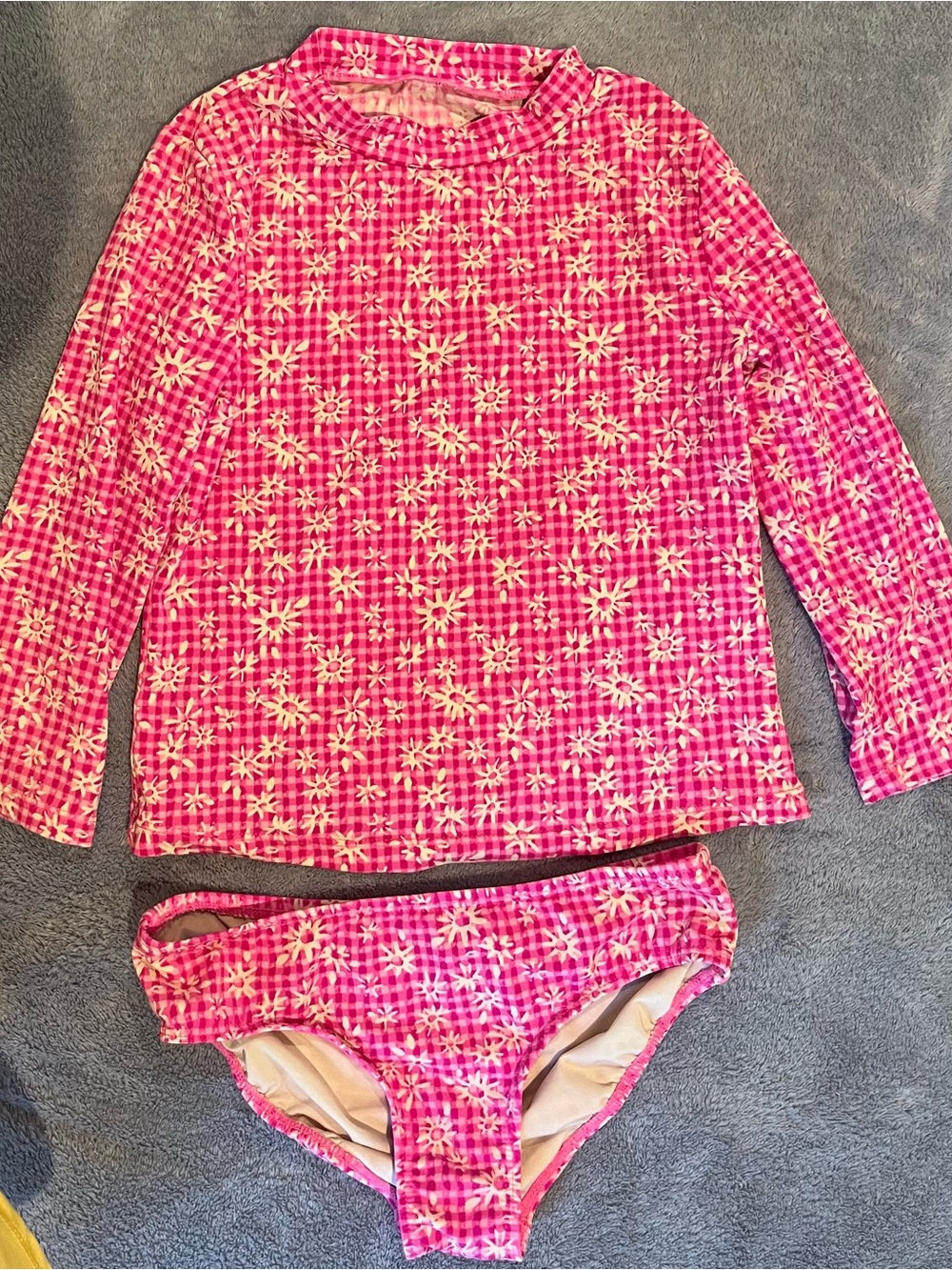 Lilly Pulitzer Girls Pink Daisy Print Long Sleeve Rash Guard Set